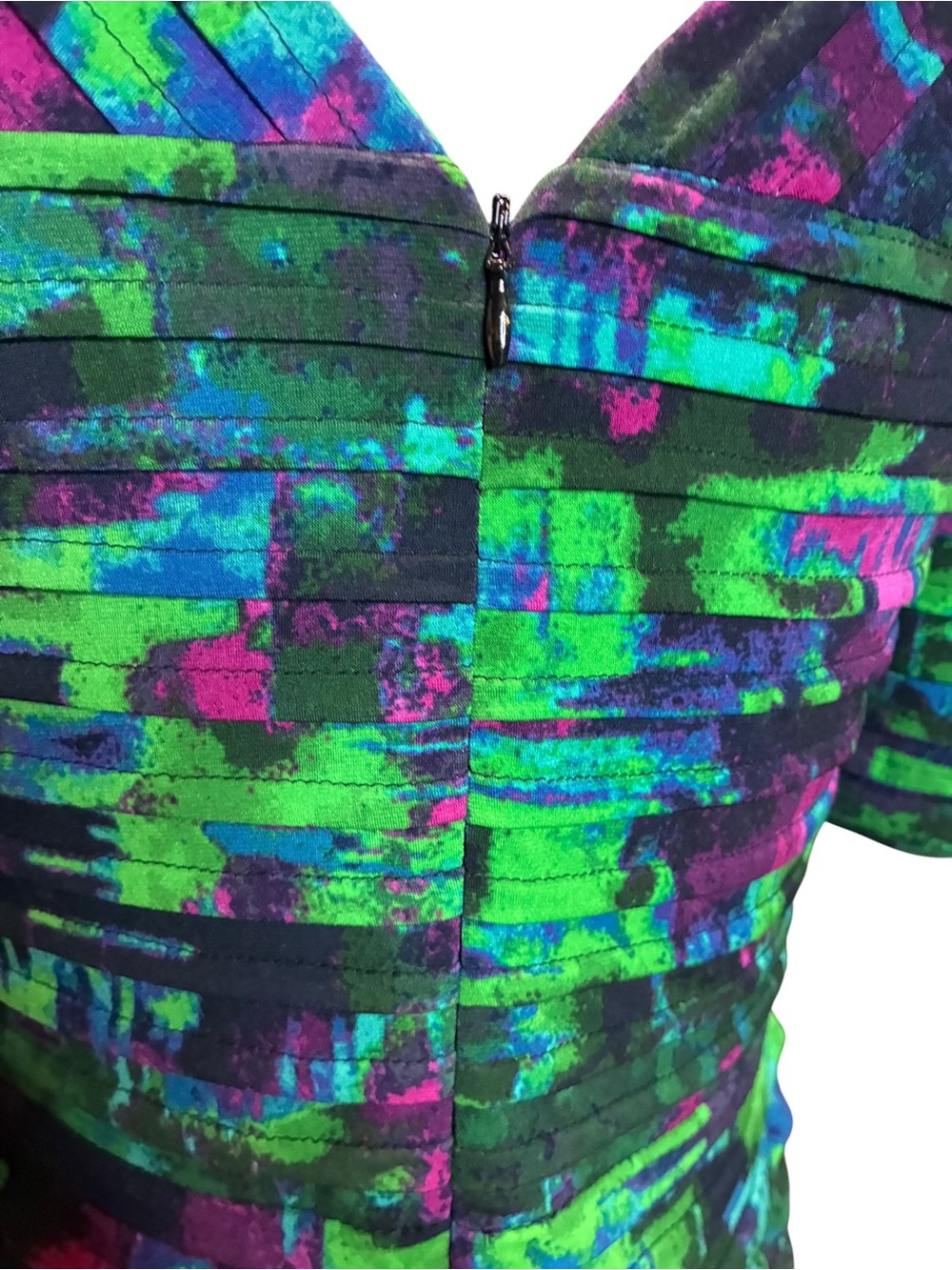 London Times Multicolor Abstract Midi Dress in Green, Blue & Purple - Picture 6 of 8
